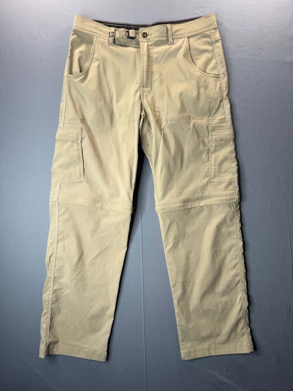 prAna Men's Beige Convertible Cargo Hiking Pants Size L x 32L